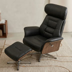 ELVIK – Faux Leather Recliner Armchair Black Adjustable Headrest & Footrest