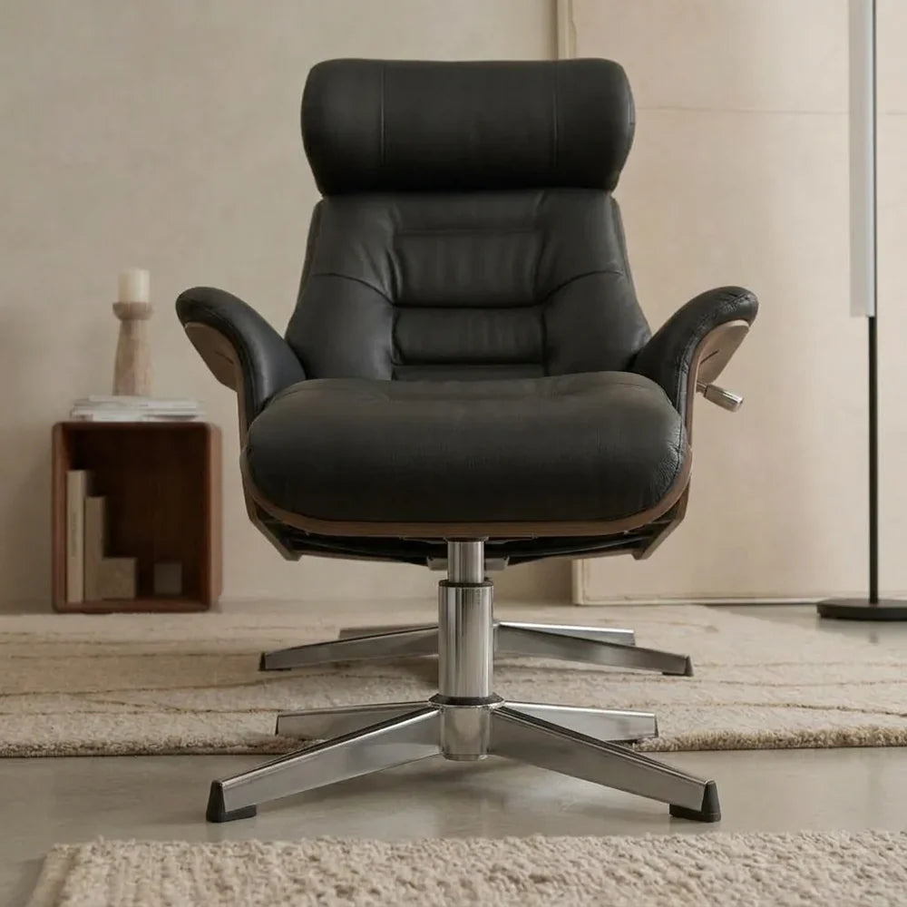 ELVIK – Faux Leather Recliner Armchair Black Adjustable Headrest & Footrest