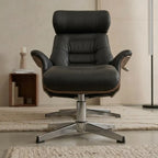 ELVIK – Faux Leather Recliner Armchair Black Adjustable Headrest & Footrest