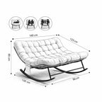 DUOVA – 2-Seater Rocking Chair PE Rattan Outdoor XXL Cushion 160 cm