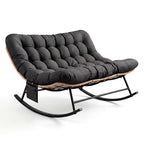 DUOVA – 2-Seater Rocking Chair PE Rattan Outdoor XXL Cushion 160 cm