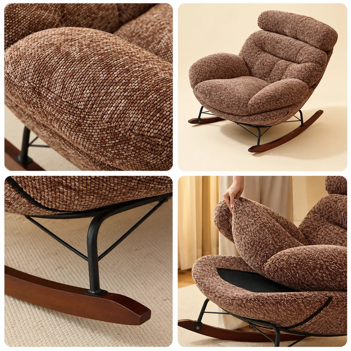 HAVSA – XXL Lounge Rocking Chair 135° Reclining Removable Covers with Footrest