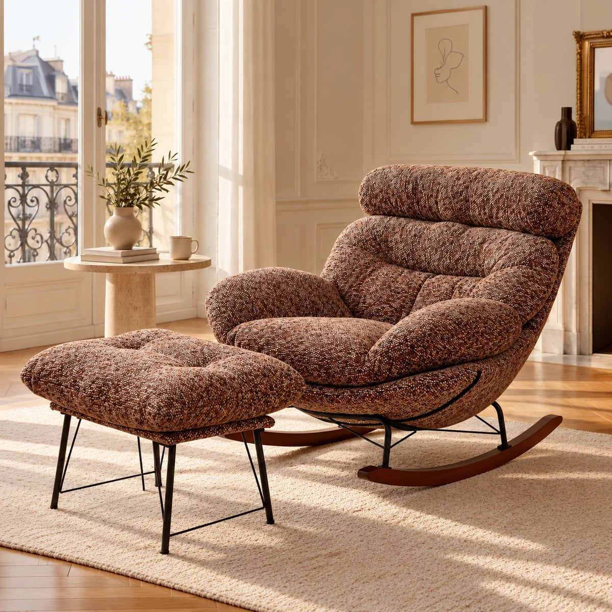 HAVSA – XXL Lounge Rocking Chair 135° Reclining Removable Covers with Footrest