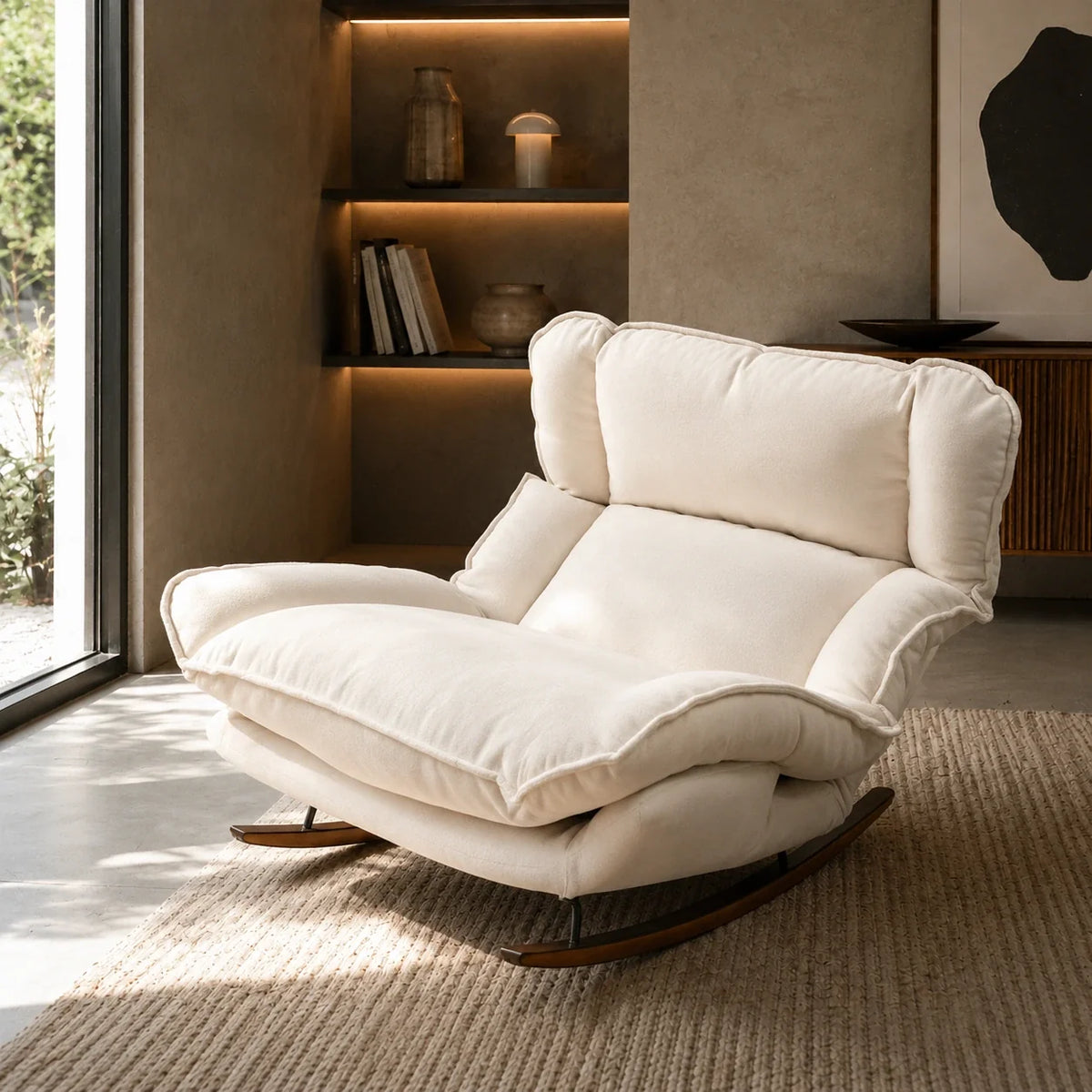 RESTA – Reclining Rocking Chair 5 Positions Chenille Machine-Washable Covers