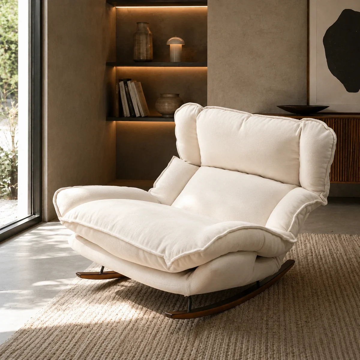 RESTA – Reclining Rocking Chair 5 Positions Chenille Machine-Washable Covers