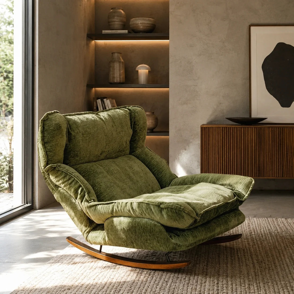 RESTA – Reclining Rocking Chair 5 Positions Chenille Machine-Washable Covers