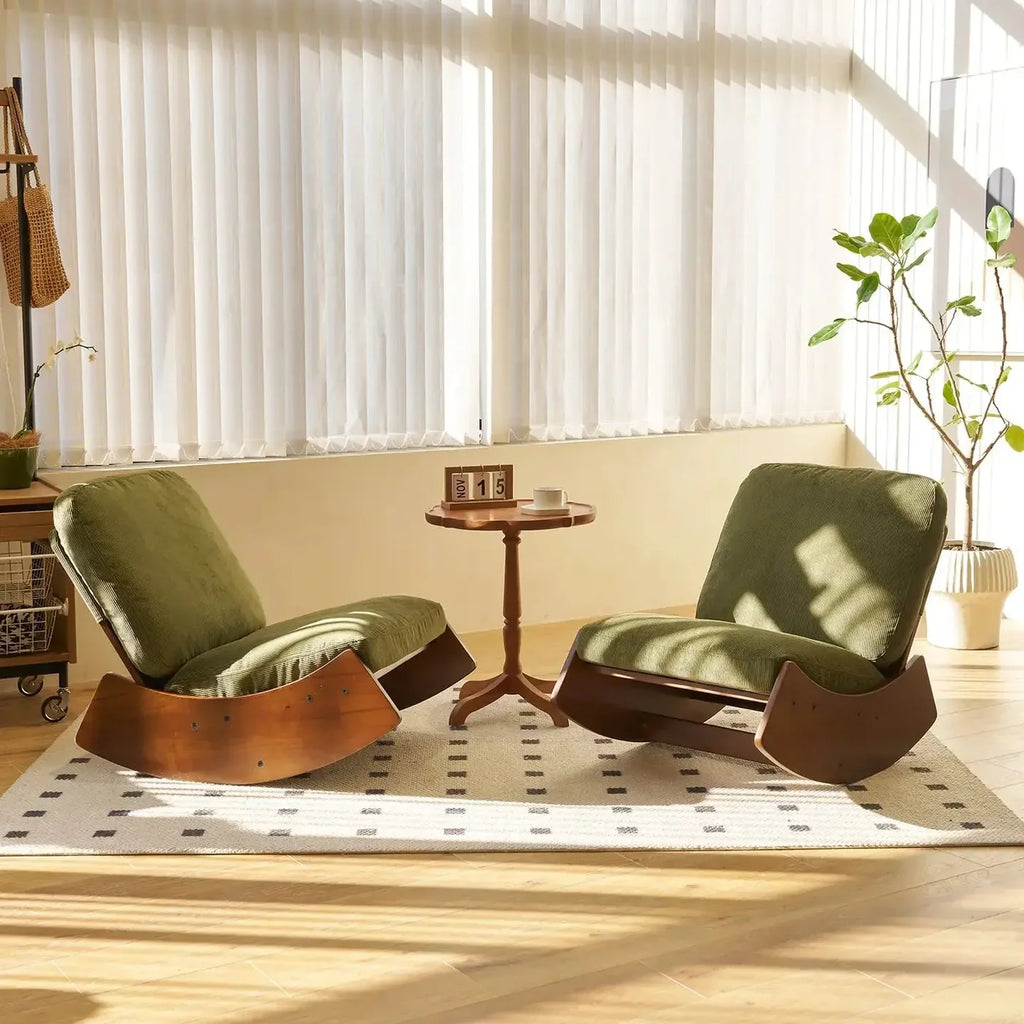 RETRA – Retro Rocking Chair Corduroy Velvet Solid Wood Frame Vintage