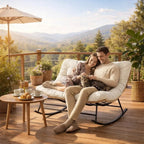 DUOVA – 2-Seater Rocking Chair PE Rattan Outdoor XXL Cushion 160 cm