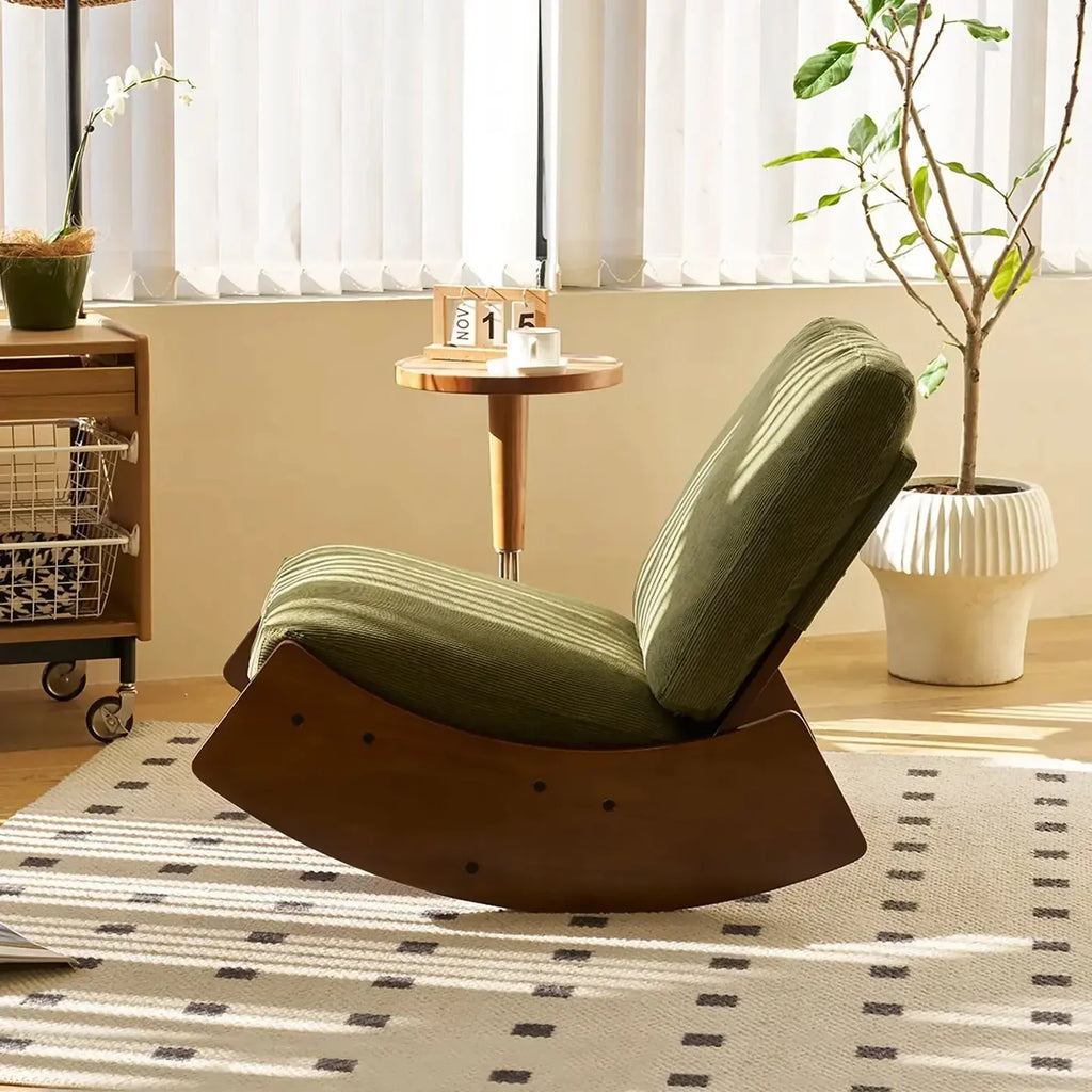 RETRA – Retro Rocking Chair Corduroy Velvet Solid Wood Frame Vintage