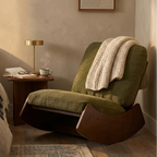 RETRA – Retro Rocking Chair Corduroy Velvet Solid Wood Frame Vintage