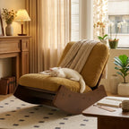 RETRA – Retro Rocking Chair Corduroy Velvet Solid Wood Frame Vintage
