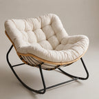 ROTVA – PE Rattan Rocking Chair Indoor Outdoor Washable Quilted Cover
