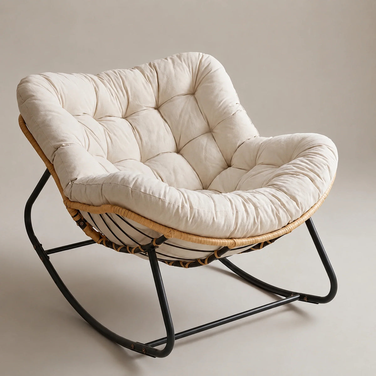 ROTVA – PE Rattan Rocking Chair Indoor Outdoor Washable Quilted Cover