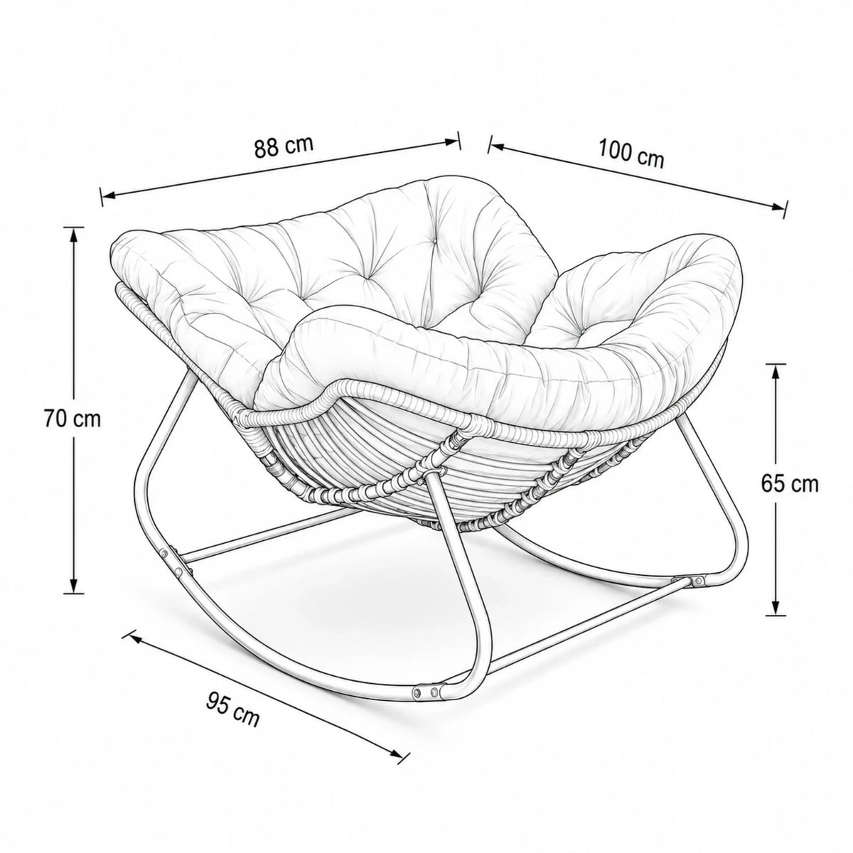 ROTVA – PE Rattan Rocking Chair Indoor Outdoor Washable Quilted Cover