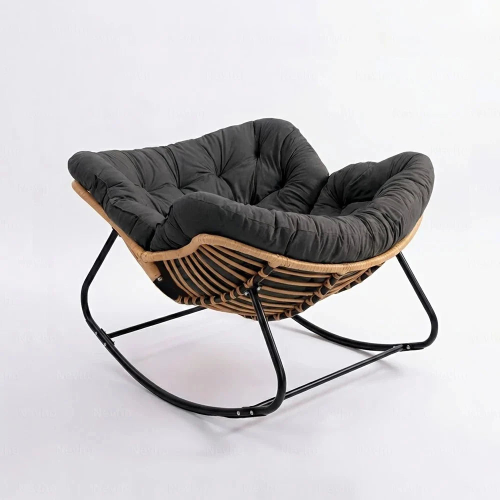 ROTVA – PE Rattan Rocking Chair Indoor Outdoor Washable Quilted Cover