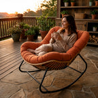 ROTVA – PE Rattan Rocking Chair Indoor Outdoor Washable Quilted Cover