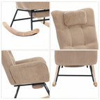 LUNVA – Corduroy Velvet Rocking Chair 57 cm High Back & Built-In Footrest