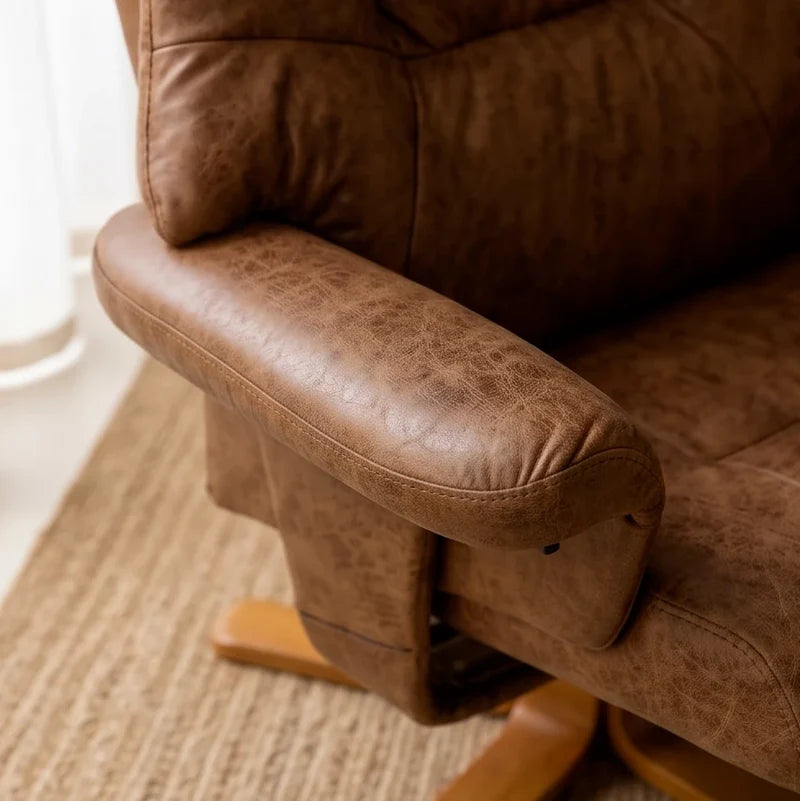 FJORA – Microfibre Recliner Armchair 135° Reclining 360° Swivel with Footrest