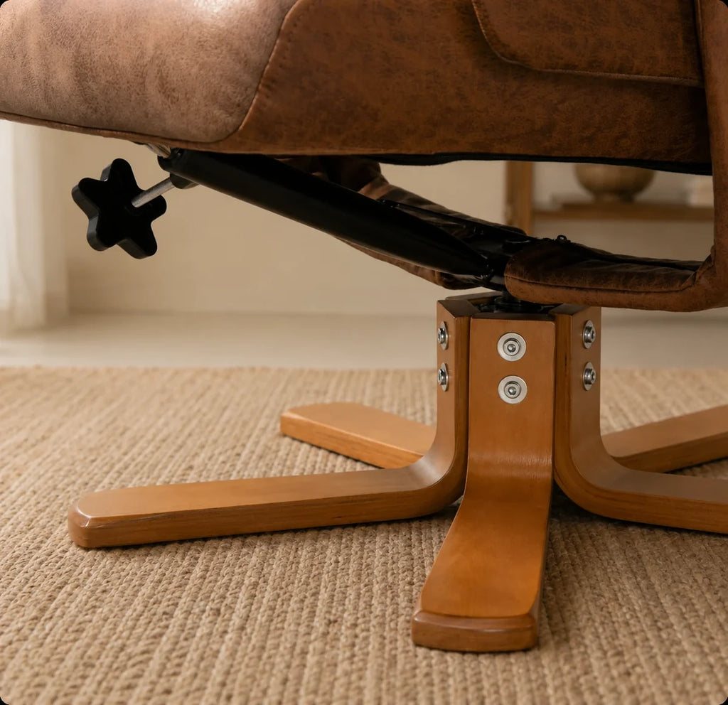 FJORA – Microfibre Recliner Armchair 135° Reclining 360° Swivel with Footrest