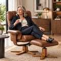 FJORA – Microfibre Recliner Armchair 135° Reclining 360° Swivel with Footrest