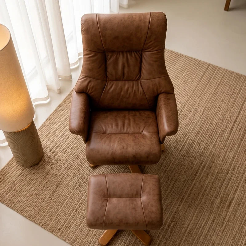FJORA – Microfibre Recliner Armchair 135° Reclining 360° Swivel with Footrest